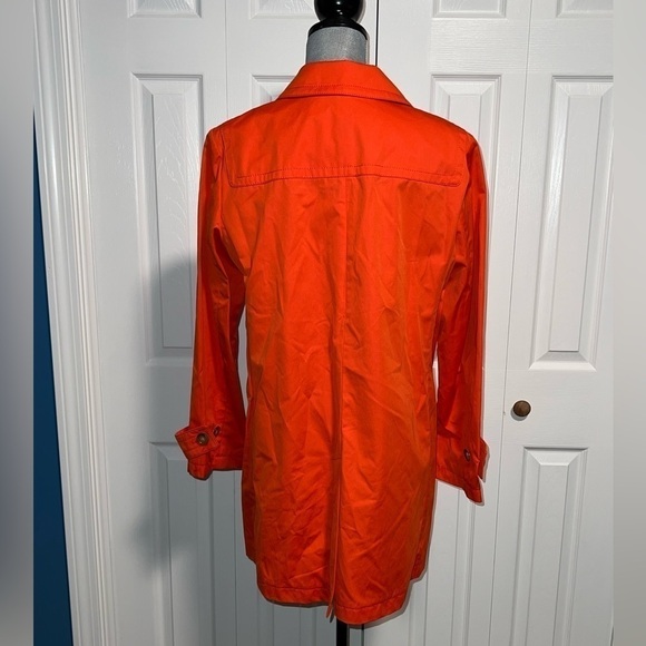 Talbots Orange Lightweight Rain Trench Size 14P Petite Water Resistant NWOT - Picture 4 of 9